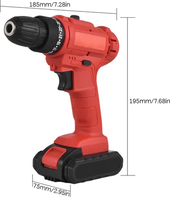 Obrázek produktu pro 21V přenosná akumulátorová elektrická vrtačka s 3/8palcovým sklíčidlem, ruční vrtací šroubovák s 1,5Ah baterií, rychlonabíječkou, nástavci na bity, LED pracovní světlo, 2 proměnné rychlosti 25+1 nastavení točivého momentu 30 N.m