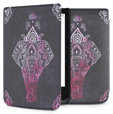 Produktbild von kwmobile Schutzhülle für Pocketbook Touch Lux 4/5/Touch HD 3/Color (2020)/ Vivlio Lux 5 Hülle - eReader Flip Case mit Auto Sleep Funktion - Elefant