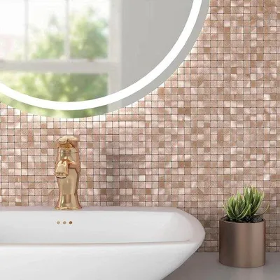 Immagine prodotto di Piastrelle adesive 3D da parete rosa, set da 5 fogli
