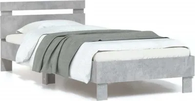Produktbild von Bettgestell moderne - mit Kopfteil - und LED-Leuchten Betongrau 90x200 cm - Polsterbett CC30070