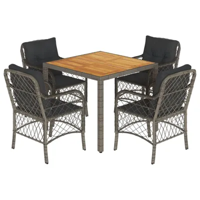 Image de salon de jardin 5 pièces avec coussins Gris Poly Rattan