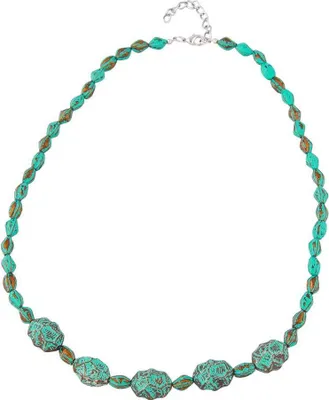 Produktbild von Kette, Krokoperle und Olive, patina