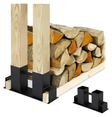 Zdjęcie produktu dla Stojak na drewno opałowe - Stal z powłoką proszkową - 16 x 34 x 10 cm - Czarny