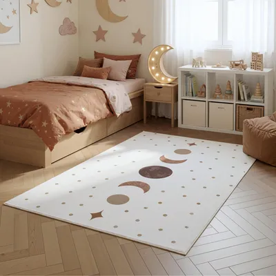Obrázek produktu pro Homebyhome D?tský koberec fáze m?síce koberec do d?tského pokoje barva krémová hrací koberec Velikost: 120x170 cm