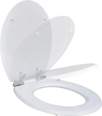 Image de vidaXL Siège de toilette MDF couvercle avec abaissement automatique Design blanc