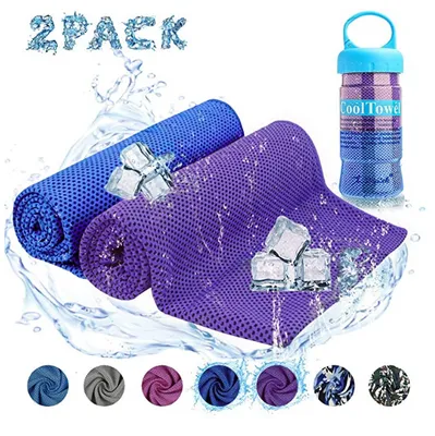 Produktbild von 2 Stücke Kühlendes Sporthandtuch Fitness Abkühlung Handtuch Kühlhandtuch Cooling Towel Sports Übung Sommer