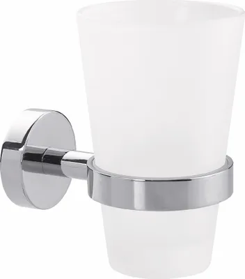 Image de tesa® 40327-00000-00 Porte-gobelet à dents - Métal chromé/verre satiné