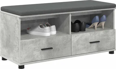 Produktbild von "SALE 2026"Sitzbänke - Grau Flurbank mit Kissen mit Schubladen Beton Grau 100x38x46cm Stabli Möbel7251856