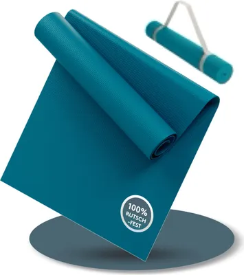 Produktbild von LILENO SPORTS Yoga Matte Caribbean Sea (180x60cm) inkl. Tragegurt - Sport und Yogamatte extra rutschfest in 4 mm Dicke - Gymnastikmatte und Fitnessmatte für Workout und Yoga - Sportmatte
