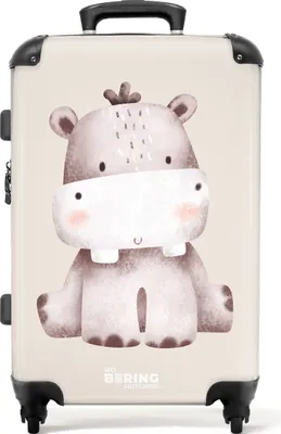 Produktbild von NoBoringSuitcases.com Koffer Mittelgroß 67x43x25 cm, Kinderkoffer Tiere: Nilpferd, 60L