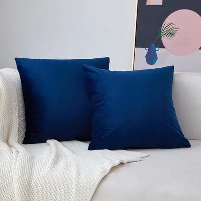 Image de Coussins pour les personnes dormant sur le dos, le ventre ou sur le côté, 45x45 cm, bleu foncé