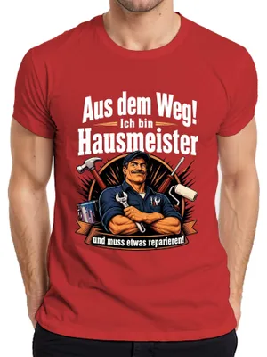 Produktbild von Aus dem Weg Hausmeister muss etwas reparieren Statement Sarkasmus Herren T-Shirt, Rot, XXL