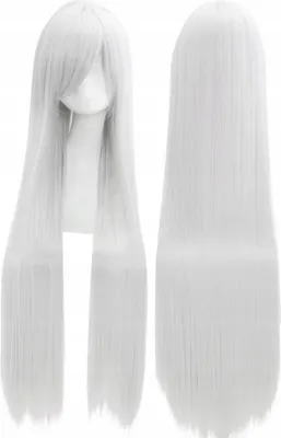 Zdjęcie produktu dla Długie białe peruki proste 100cm cosplay anime syntetyczne włosy do przebrania sesji zdjęciowej