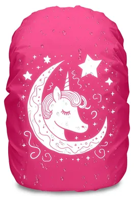 Produktbild von Regenhülle für Rucksack – Regenschutz für Schultasche – Einhorn-Motiv – Reflektierend – 35 Liter