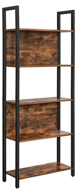 Image de Étagère de 5 niveaux en acier vintage, de couleur marron et noir, dimensions : 62 x 24 x 165 cm