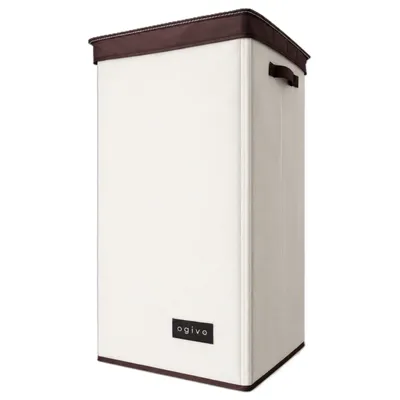 Produktbild von Wäschekorb 95L mit Deckel Beige Faltbar Wäschesammler Wäschebehälter Wäschebox OGIVO