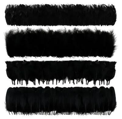 Produktbild von 400 Stück schwarze Bastelfedern, 7-15 cm, 4 Arten für Dekoration