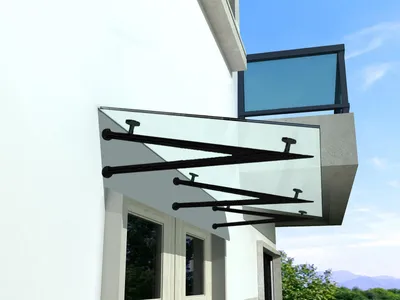 Immagine prodotto di Glaswerk Westfalen - (V) Tetto in vetro trasparente 170x90 cm incl. supporto in RAL 7016