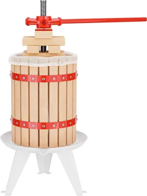 Produktbild von 18L Obstpresse aus Buchenholz inkl. Presstuch, manuelle Weinpresse mit 280x365mm Korb, Apfelpresse Fruchtpresse für Obst Wein Maische