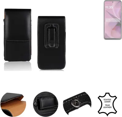 Produktbild von K-S-Trade Holster Gürteltasche Handy Hülle Schutzhülle kompatibel mit Motorola Moto G55 5G Handyhülle Leder schwarz, 1x