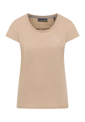 Produktbild von Elbsand REA T-Shirt für Damen, Papaya Melange, Rundhalsausschnitt, 50% Baumwolle 50% Polyester, Größe L