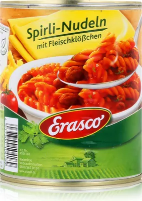 Produktbild von Erasco Spirli-Nudeln mit Fleischklößchen 800g Fertigessen (1er Pack)
