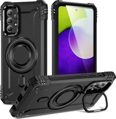 Obrázek produktu pro Magnetické pouzdro pro Samsung Galaxy A52 / A52s 5G, robustní vojenské ochranné pouzdro s kamerovým kroužkem stojánkem Černý