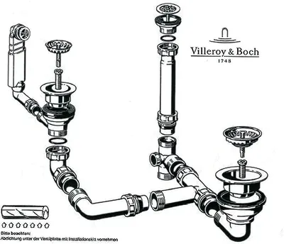 Produktbild von Villeroy & Boch Ab- und Überlaufgarnitur für SOLO Eck in Handbetätigung / Ersatzteil / Ventil