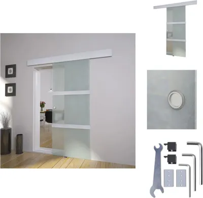 Zdjęcie produktu dla vidaXL Drzwi przesuwne szklane i aluminiowe 178 cm srebrne - Drzwi
