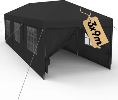Obrázek produktu pro LARS360 3x9 m antracitový altán, zahradní altán, pop-up altán s bočními stěnami a okny, UV ochrana, slavnostní stan, pivní stan, zimní stan, kempingový stan