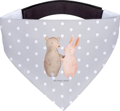 Produktbild von Mr. & Mrs. Panda Halstuch Für Hunde Bär und Hase Umarmen - Grau Pastell - Geschenk, Hunde-Halstuch, Hundehalstuch, Tuch, Hund, Freundin, Freunde, Bandana, Immer