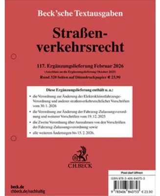 Produktbild von Straßenverkehrsrecht  117. Ergänzungslieferung