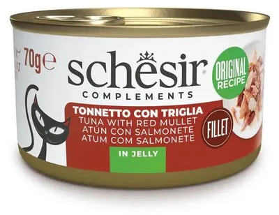 Productafbeelding van SCHESIR Aanvullend voer voor katten: Tonijn met roodbaars in gelée - natvoer - 70g