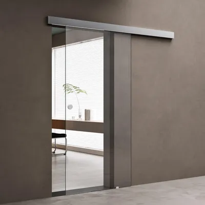 Image de doporro Porte Coulissante en Verre pour L'intérieur 90cm x 205cm Verre de Sécurité Transparent Poignée Ronde Porte Glissante Distance au Mur de 15mm Amalfi 19