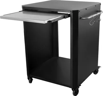 Produktbild von Cozze® Rolltisch für Plancha-Grill / Gasgrill, für Outdoorküchen, mit Auszug-Platte / 6 S-Haken, 82.5 x 66.5 x 77 cm, Edelstahl, schwarz / silber