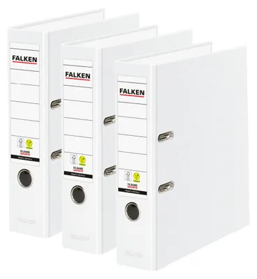 Produktbild von FALKEN 3x PP-Color Kunststoff-Ordner 8 cm breit DIN A4 weiß