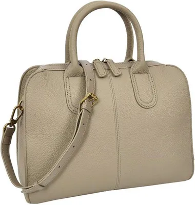 Productafbeelding van Leren Handtas - Grote Tote Bag met Schouderriem in Taupe