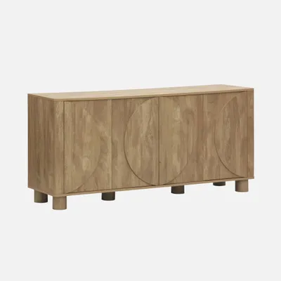 Produktbild von sweeek - Sideboard mit Holzdekor und 4 Türen 155 cm - Mangoholzlook
