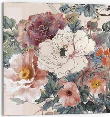Produktbild von DEQORI Küchenrückwand Glas 60x60 cm 'Aquarellblütenzauber' Spritzschutz Bad Rückwand Küche