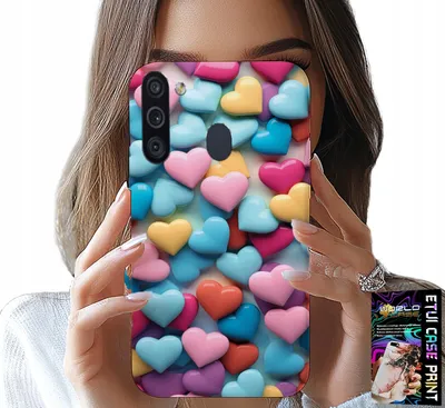 Image de Étui Pour Samsung Galaxy A21 - Coeurs Colorés Personnalisable