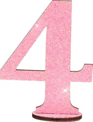 Produktbild von Oblique Unique Zahl 4 Aufsteller aus Holz mit Glitzer Dekoration für Geburtstag Jubiläum Deko Tischdeko - rosa