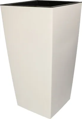 Image de KOTARBAU® Pot de fleurs carré 238x238x449mm avec pot intérieur blanc mat