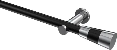Produktbild von Interdeco Gardinenstange / Vorhangstange Schwarz / Chrom, Typ Platon Tanara (Konus Bicolor) ohne Ringe, 20 mm Ø 1-läufig, 400 cm