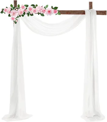 Obrázok produktu pre Valance biely tyl fotopozadie svadobná opona dekorácia biele svadobné oblúkové závesy dekorácia z ruky na fotenie párty svadba narodeniny krstiny 70x600 cm