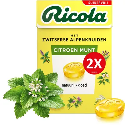 Obrázok produktu pre Ricola Citrón-mäta bez cukru, krabička (50 g)
