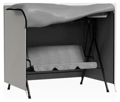 Produktbild von Abdeckung für 3-Sitzer Hollywoodschaukel, wasserabweisend und winterfest, UV-beständige Abdeckplane, reißfestes 420D Oxford-Gewebe, 177x114x152cm Grau