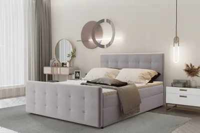 Zdjęcie produktu dla Łóżko kontynentalne AMOR z materacem 120x200 tkanina Soro jasnoszary