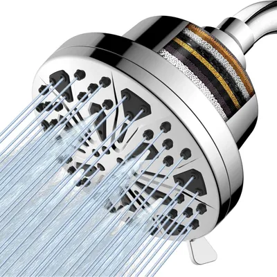 Productafbeelding van Douchekop met 15-standen filter, 8 straalpatronen, hoge druk, waterontharder, chroom, 13 cm