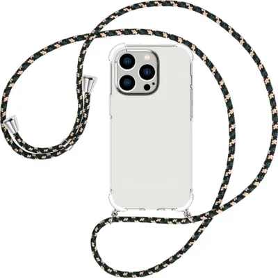 Produktbild von Handykette Backcover-Schutzhülle mit Band (Metall silberfarben) für Apple iPhone 15 Pro - camouflage