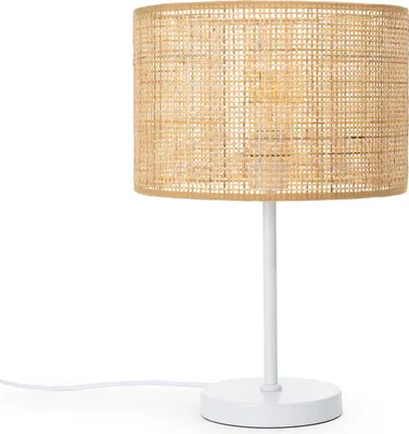 Produktbild von Tischlampe aus Rattan und Metall Baracoa Weiß